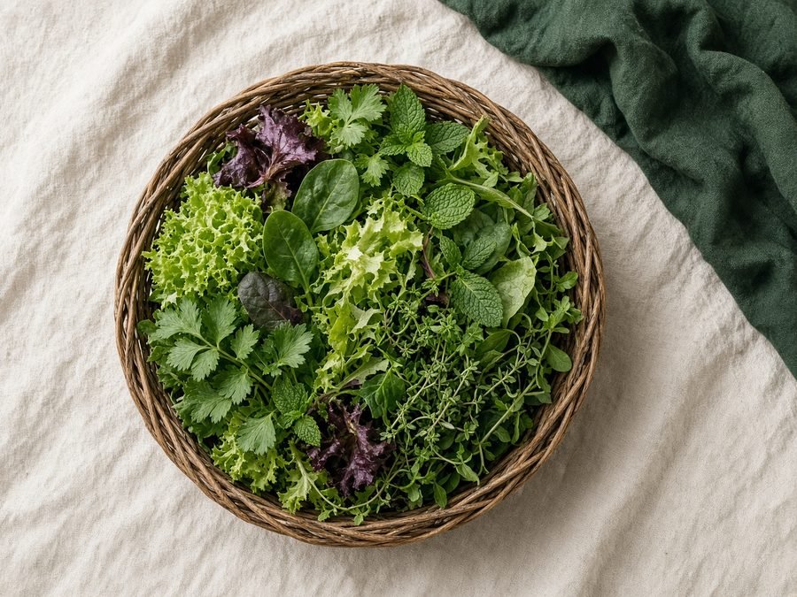 A basket of leafy greens